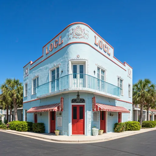Mid-century modern Florida architecture with geometric lines